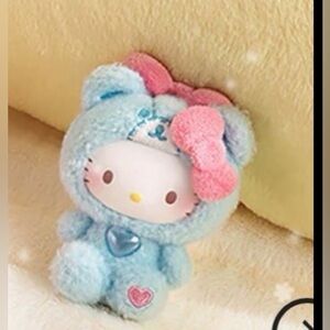 Top Toy- HELLO KITTY Teddy Pajamas Plush Keychain- NIB- Confirmed: Aqua Pajamas